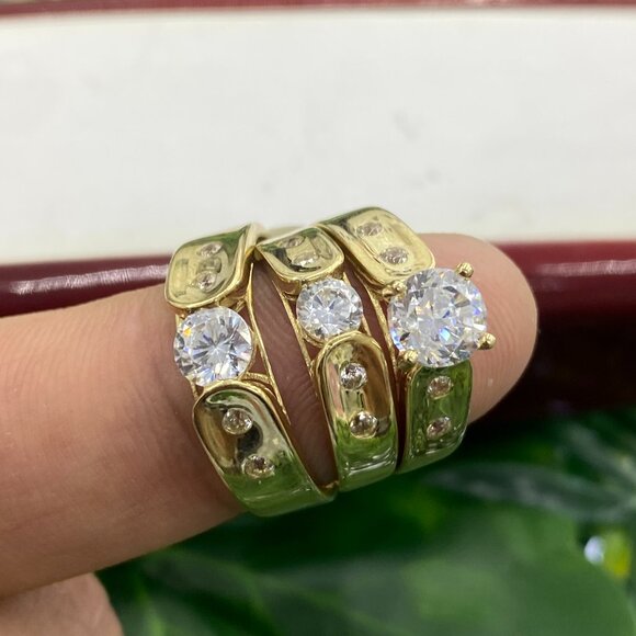 Juego Anillos de Matrimonio De Oro 10K Para Hombres y Mujeres Wedding Band	 Jueg - Picture 1 of 10